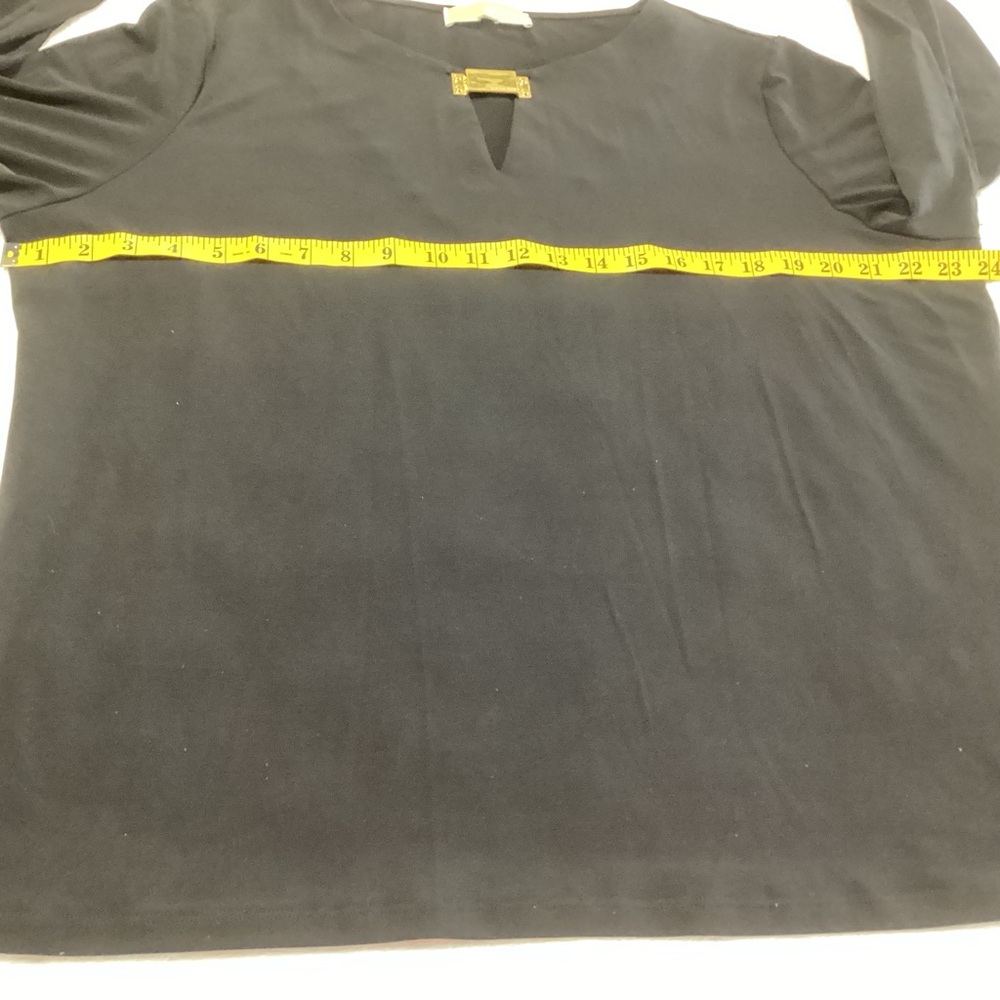 Michael Michael Kors Black Pullover Top with Gold Metal Logo XL Stretchy Goth - Picture 5 of 6